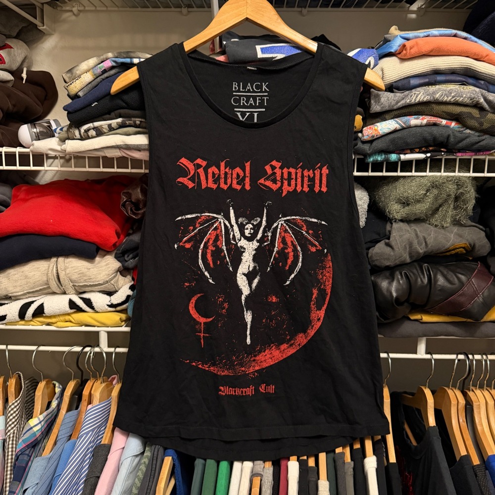 BlackCraft Cult Tank Top Womens XL Black Rebel Spirit Goth Occult Sleeveless Y2K